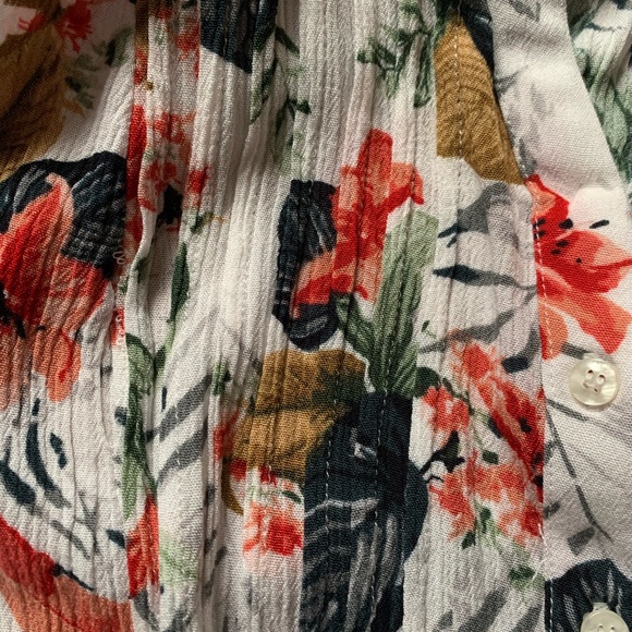 Hilary Radley Tropical Floral Tie Waist Tunic Blouse Dainty Feminine - Picture 7 of 9